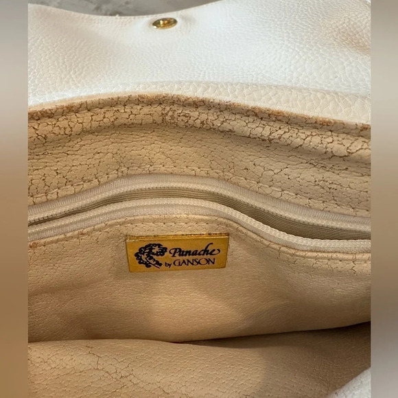 Vintage Panache by Ganson white with gold hardware Crossbody Shoulder Purse Bag - Picture 7 of 12